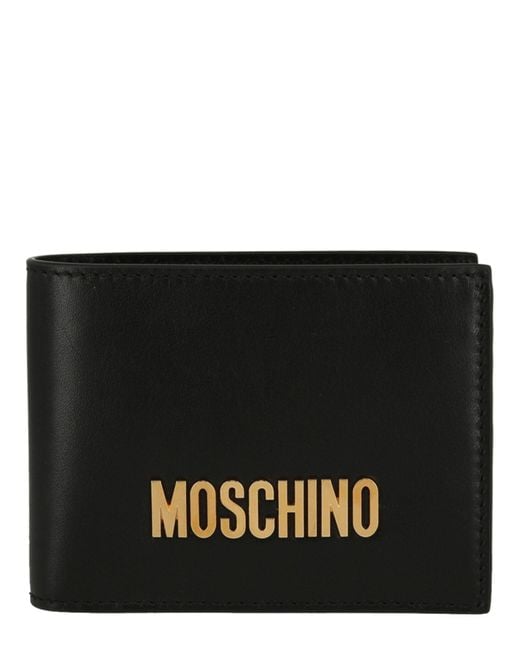 Moschino Black Logo Hardware Leather Bifold Wallet for men