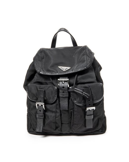 Prada Black Medium Front Pocket Drawstring Backpack