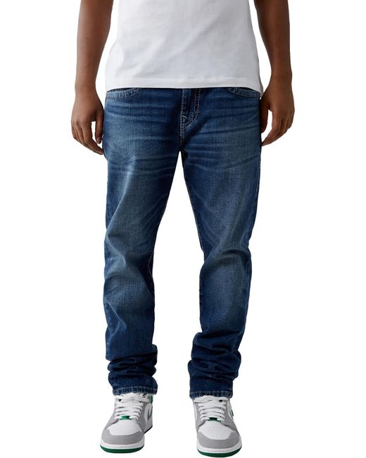 True Religion Blue Geno Relaxed Fit Faded Slim Jeans for men