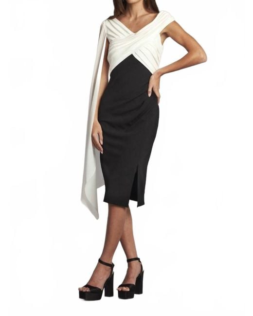 Tadashi Shoji Black Kulman Cape Sleeve Dress