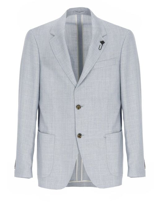 Lardini Blue Light Wool Single Breasted Blazer for men