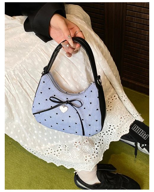 TRUEDAMES Blue Printed Bow Shoulder Bag