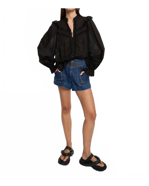 Kivari Black Isabella Blouson Sleeve Blouse