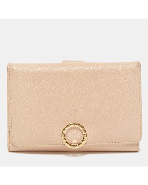 BVLGARI Natural Light Leather Icon Bit French Wallet