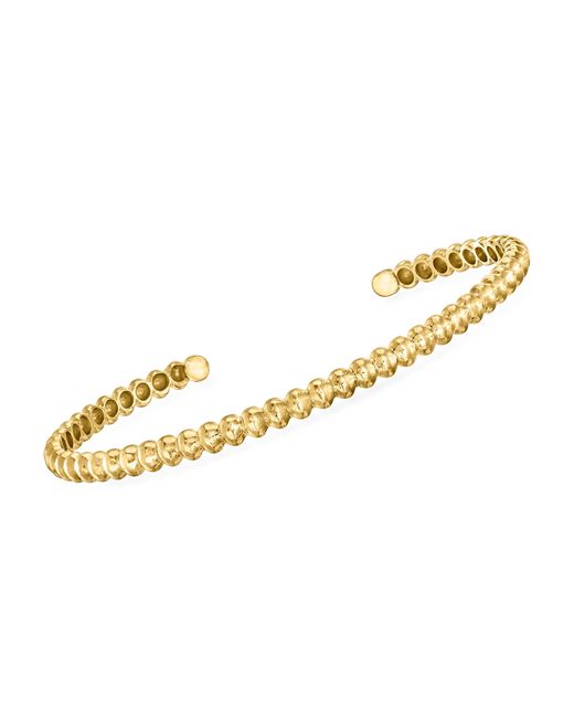 Ross-Simons Metallic Italian 14kt Yellow Gold Beaded Cuff Bracelet