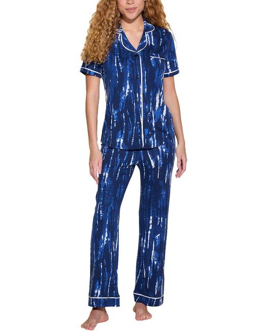 Cosabella Blue Bella Printed Top & Pant Pajama Set