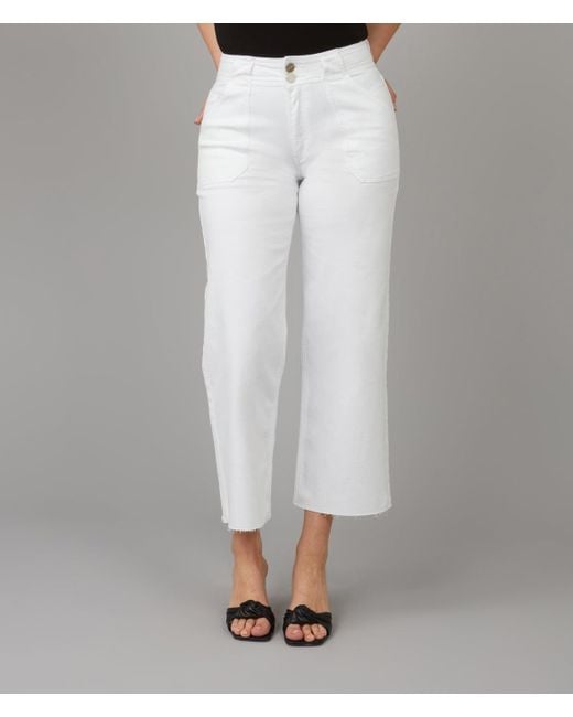 Lola Jeans White Colette-wht High Rise Wide Leg Jeans