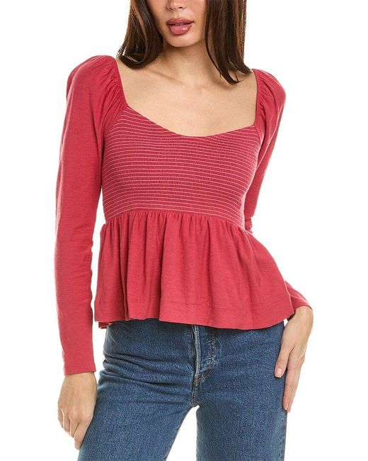 Nation Ltd Red Zoie Babydoll Top