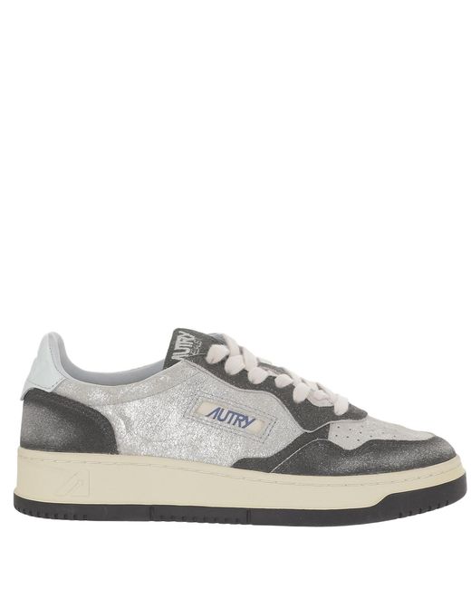 Autry Gray Suede Insert Leather Sneakers