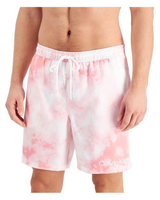 Calvin Klein Pink Volley Shorts Tie-dye Swim Trunks for men