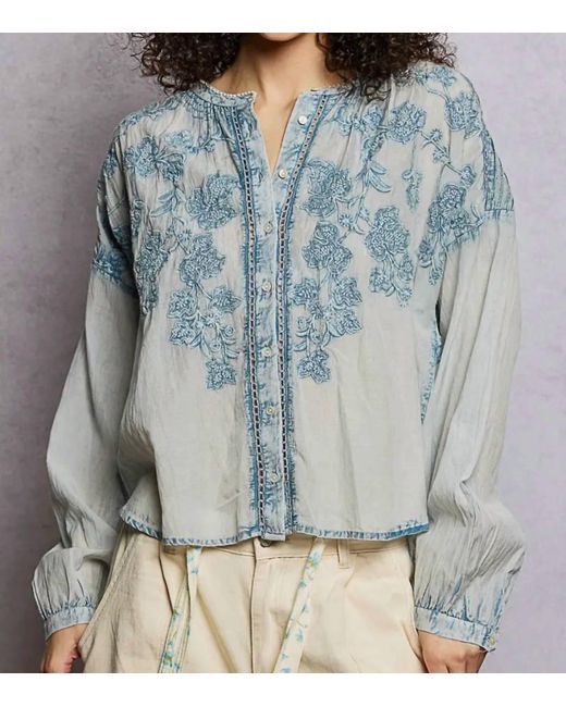 Pol Blue Muted Denim Top