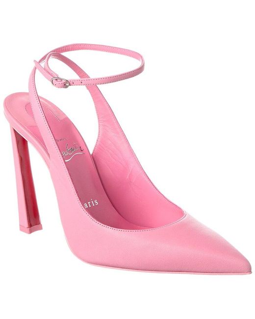 Libotin Christian Louboutin Condora Strap 100 Leather Pump in Pink | Lyst
