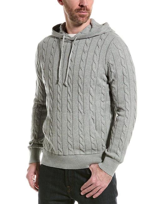 Brooks Brothers Gray Cable Knit Hoodie for men