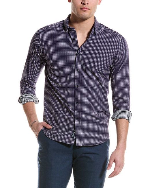 Robert Graham Blue Lonardo Tailored Fit Woven Shirt for men