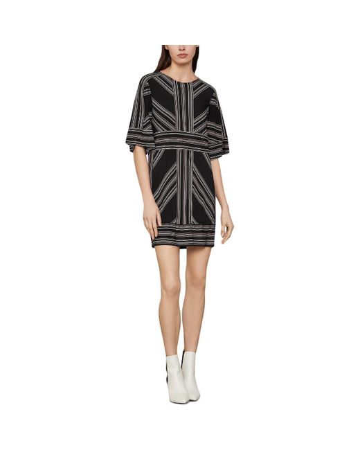 BCBGMAXAZRIA Black Mini Round Neck Mini Dress