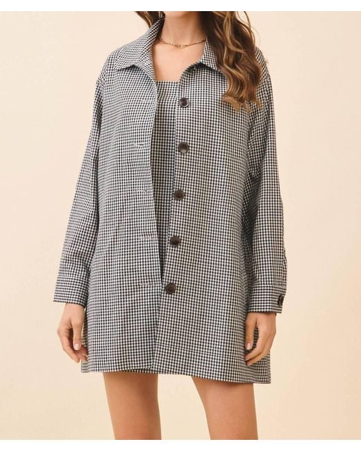 TCEC Gray Gingham Button Down Oversized Fit Jacket