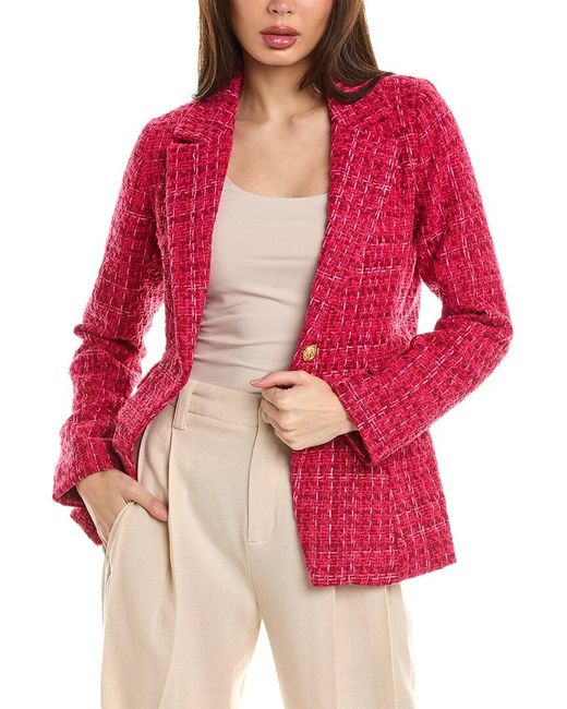 Ellen Tracy Red Chenille Tweed Blazer