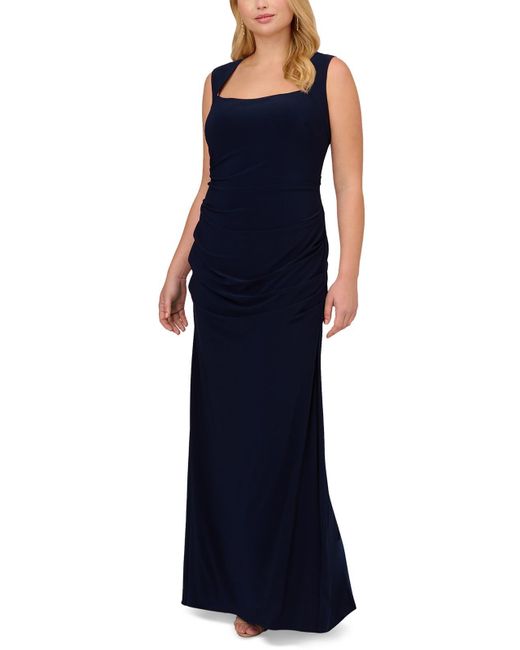 Adrianna Papell Blue Sleeveless Full-length Evening Dress