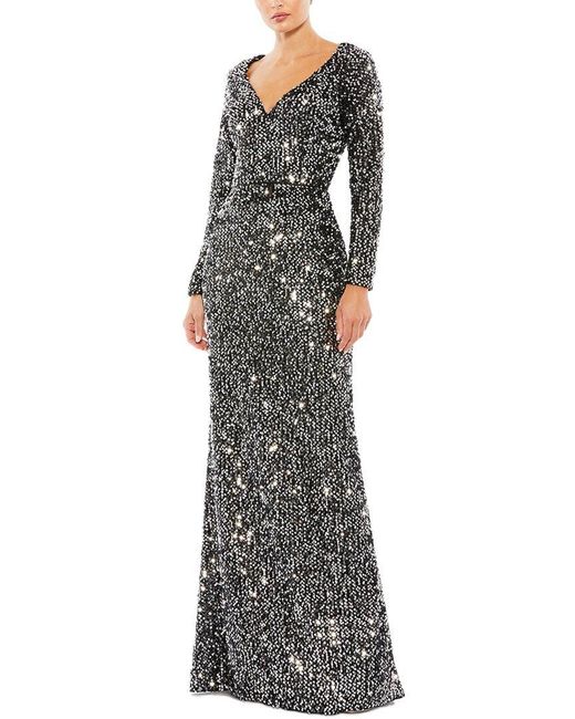 Mac Duggal Column Gown in Gray Lyst