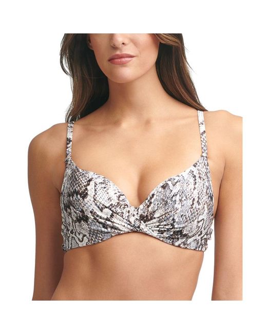 Calvin Klein Black Snake Print Underwire Swim Top Separates