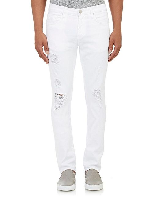 J Brand White Men Tyler Solace Distressed Slim Fit Jeans for men