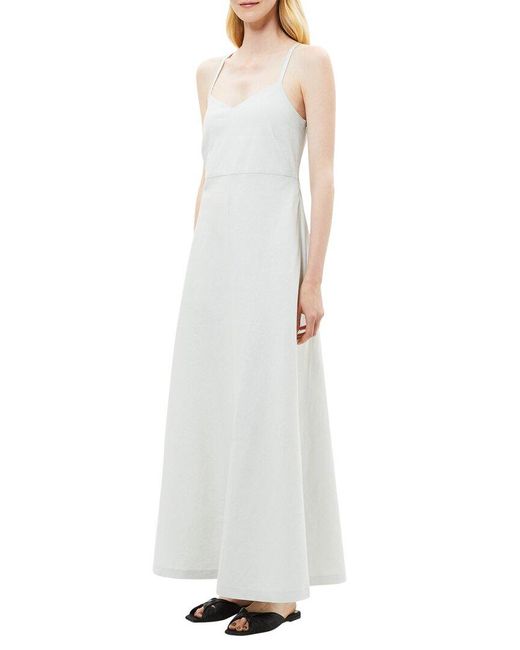 Theory White Haranna Linen-blend Maxi Dress
