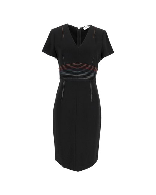 diane von furstenberg black dress DVF Darrius seam pockets Removable sash 100% cotton Dry clean Imported Diane von Furstenberg Stitched Sheath
