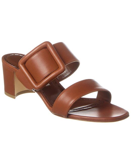 Manolo Blahnik Brown Titubanew 50 Leather Sandal