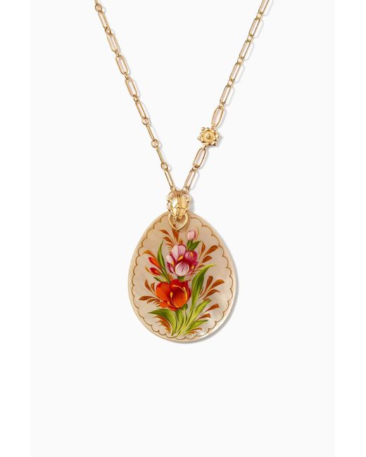 Chan Luu Metallic Flower Print Necklace