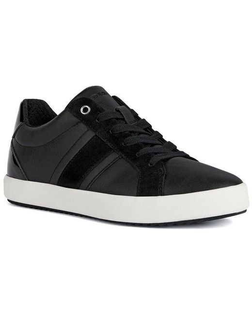 Geox Donna Leather-trim Sneaker in Black | Lyst