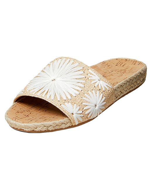 Jack Rogers Natural Bettina Woven Graphic Slide Sandals