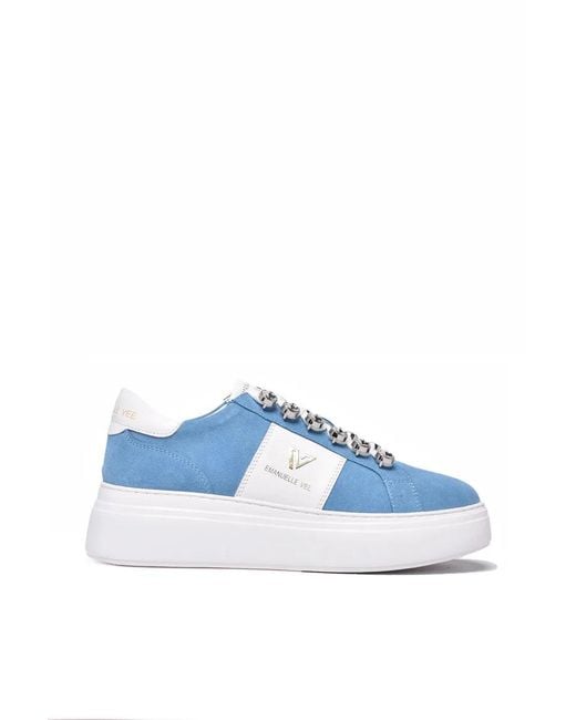 Emanuélle Vee Blue Sky Leather Sneakers