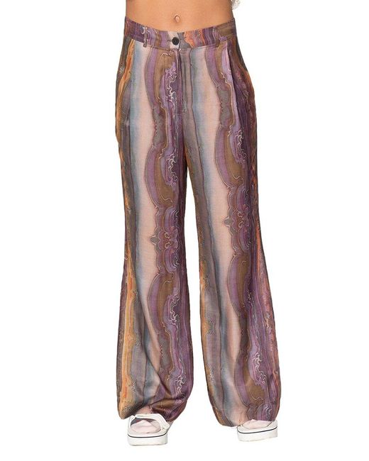Burning Torch Red Lost Horizon Silk-blend Flare Pant