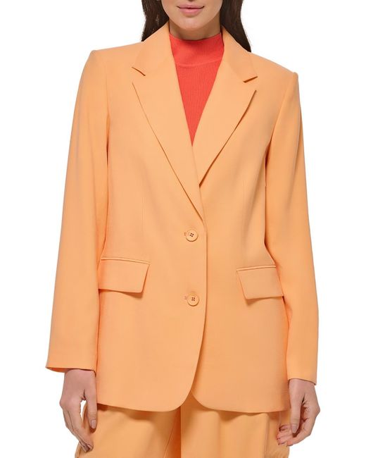 DKNY Orange Woven Long Sleeves Two-button Blazer