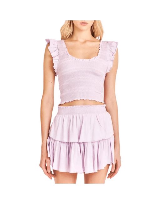 LoveShackFancy Purple Ruffle Mini Skirt