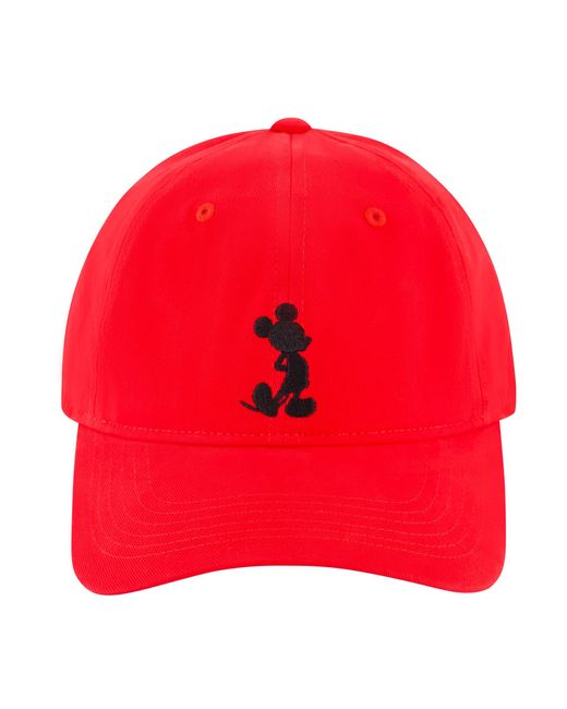 Disney Red Mickey Dad Cap Brush Washed Cotton Twill Embroidery for men