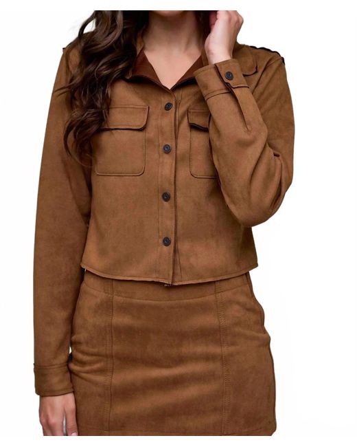 Hidden Jeans Brown Abbey Suede Button-Up