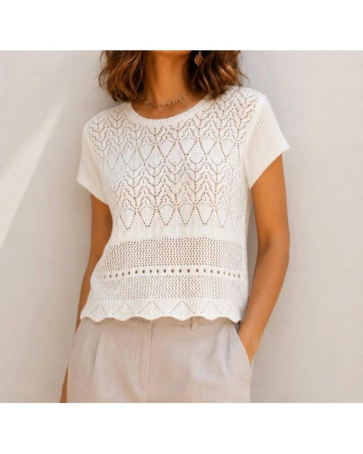 The Korner White Open Knit Top