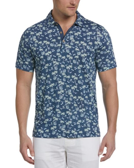 Cubavera Blue Collar Printed Button-down Shirt for men