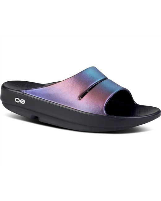 OOFOS Blue Ooahh Luxe Slide Sandal