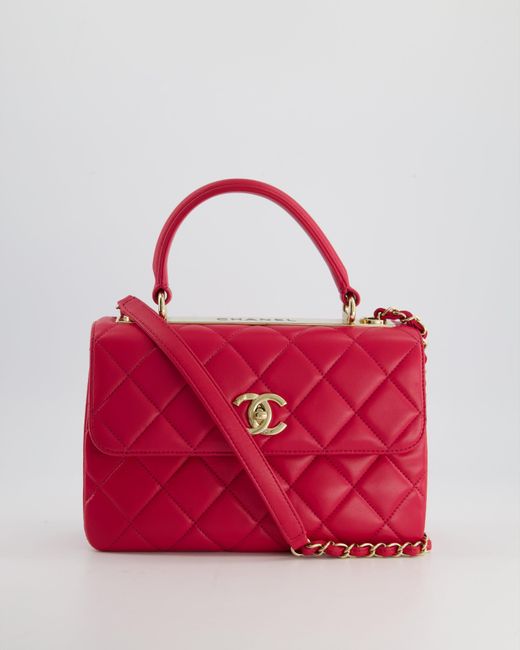 Chanel Red Hot Trendy Quilted Top Handle Bag