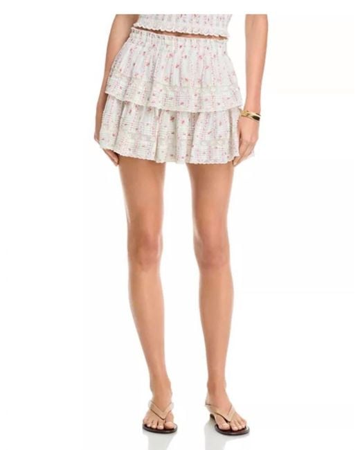 LoveShackFancy White Ruffle Mini Skirt