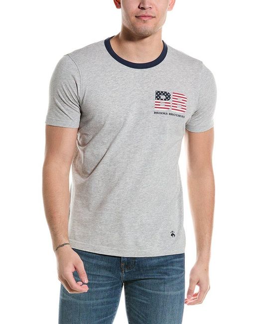 Brooks Brothers Gray Flag Graphic T-shirt for men