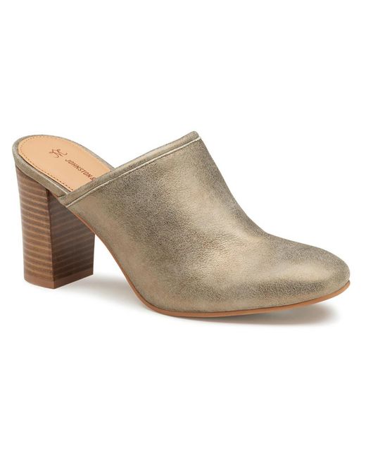 Johnston & Murphy Brown Charlotte Faux Suede Stacked Heel Mules
