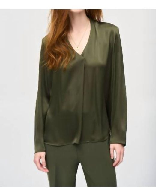Joseph Ribkoff Green Satin Straight Top