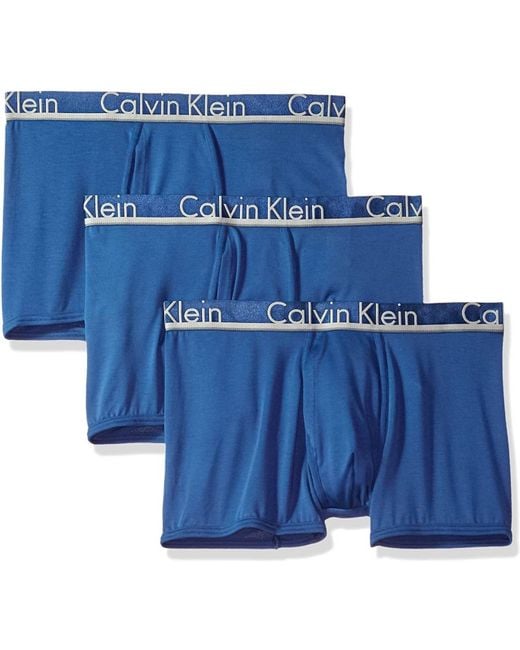 Calvin Klein Blue 3 Underwear Comfort Microfiber Trunks for men