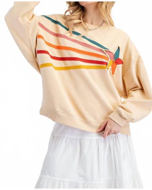 Easel White Rising Star Patch Terry Knit Pullover