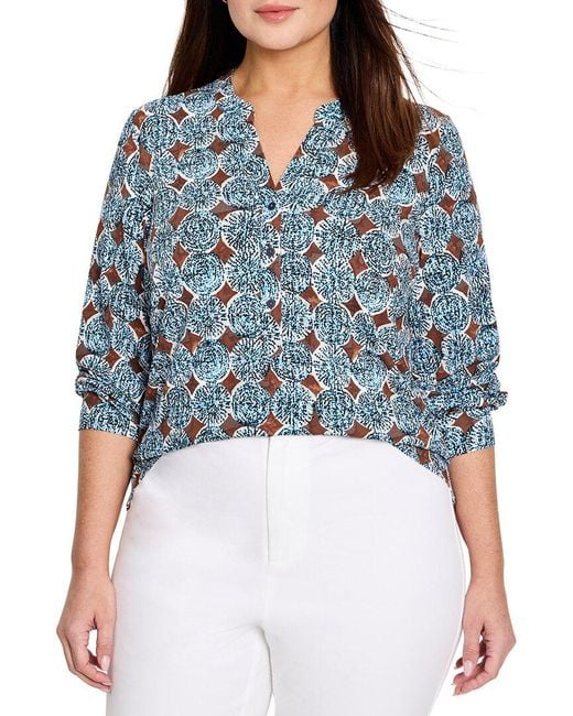 NIC+ZOE Blue Plus Sand Dollar Top