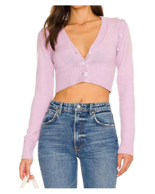 For Love & Lemons Women's Blue Joan Crop Cardigan