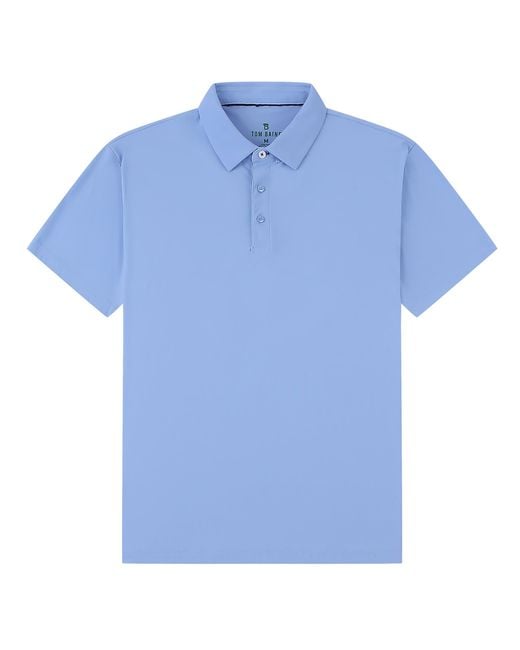 Tom Baine Blue Performance Stretch Solid Short Sleeve Polo for men
